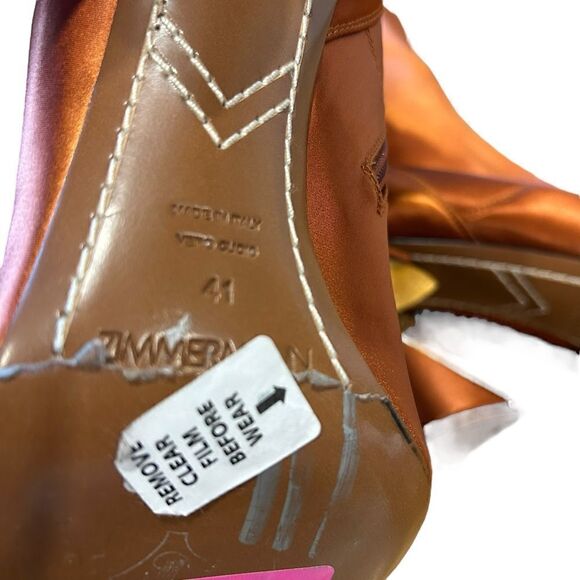 ZIMMERMANN Silk Copper Satin Stretch Sock Knee Boots - Chain-trim not included - Picture 11 of 12